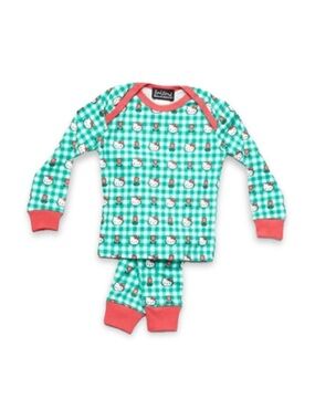 NWT Hello Kitty Cotton Gingham Floral Stretch 2pc Bed Head Pajama Set PJs Sz 2T